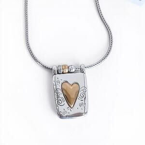 Brighton Remember Your Heart Necklace Two-Tone Silver Gold 16-18" New with Tags